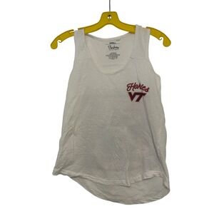 Virginia Tech Hokies Women's White Graphic Tank Top 100% Cotton Size Small